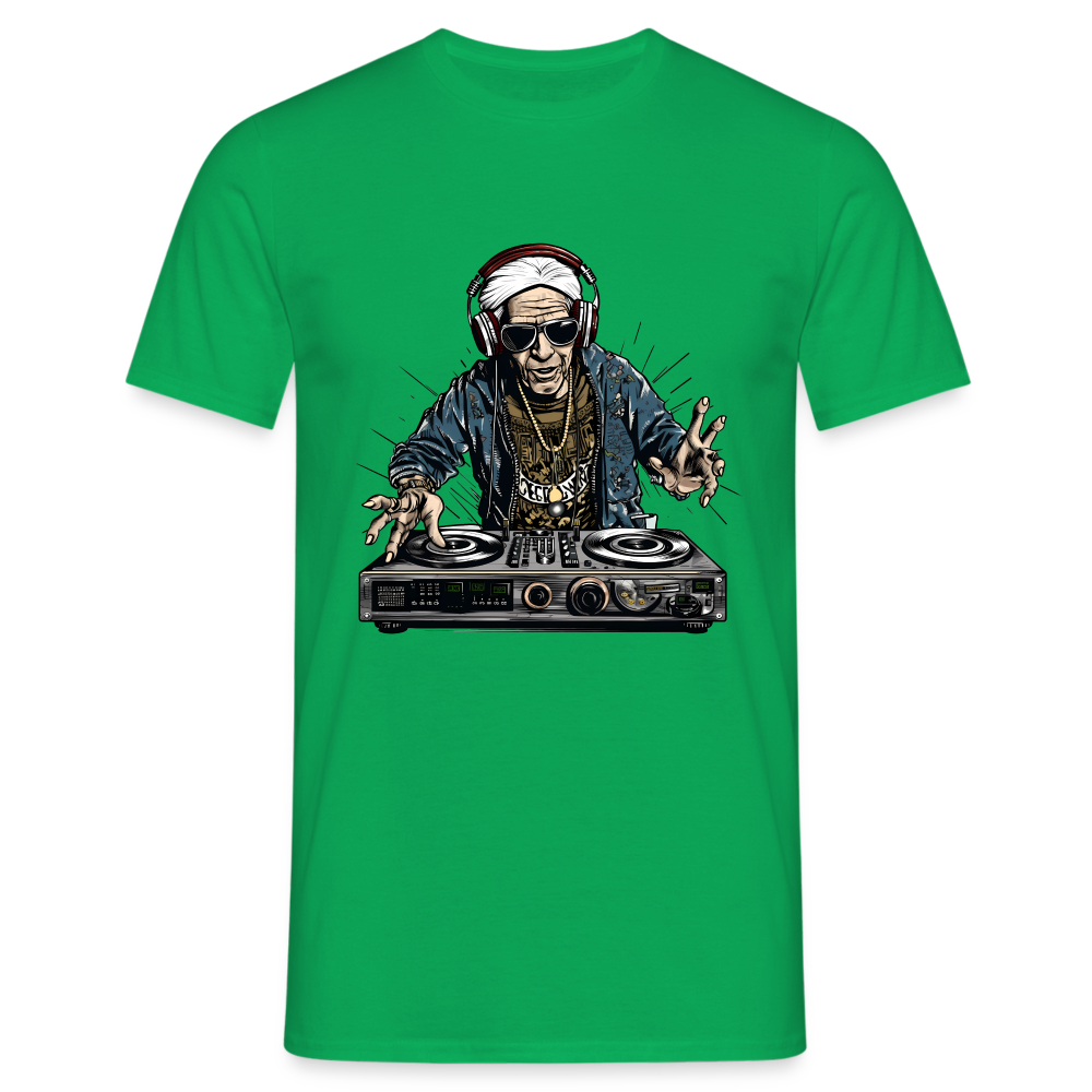 Cooler alter Mann als DJ Hipster mit Kopfhörern - Männer T-Shirt - Kelly Green