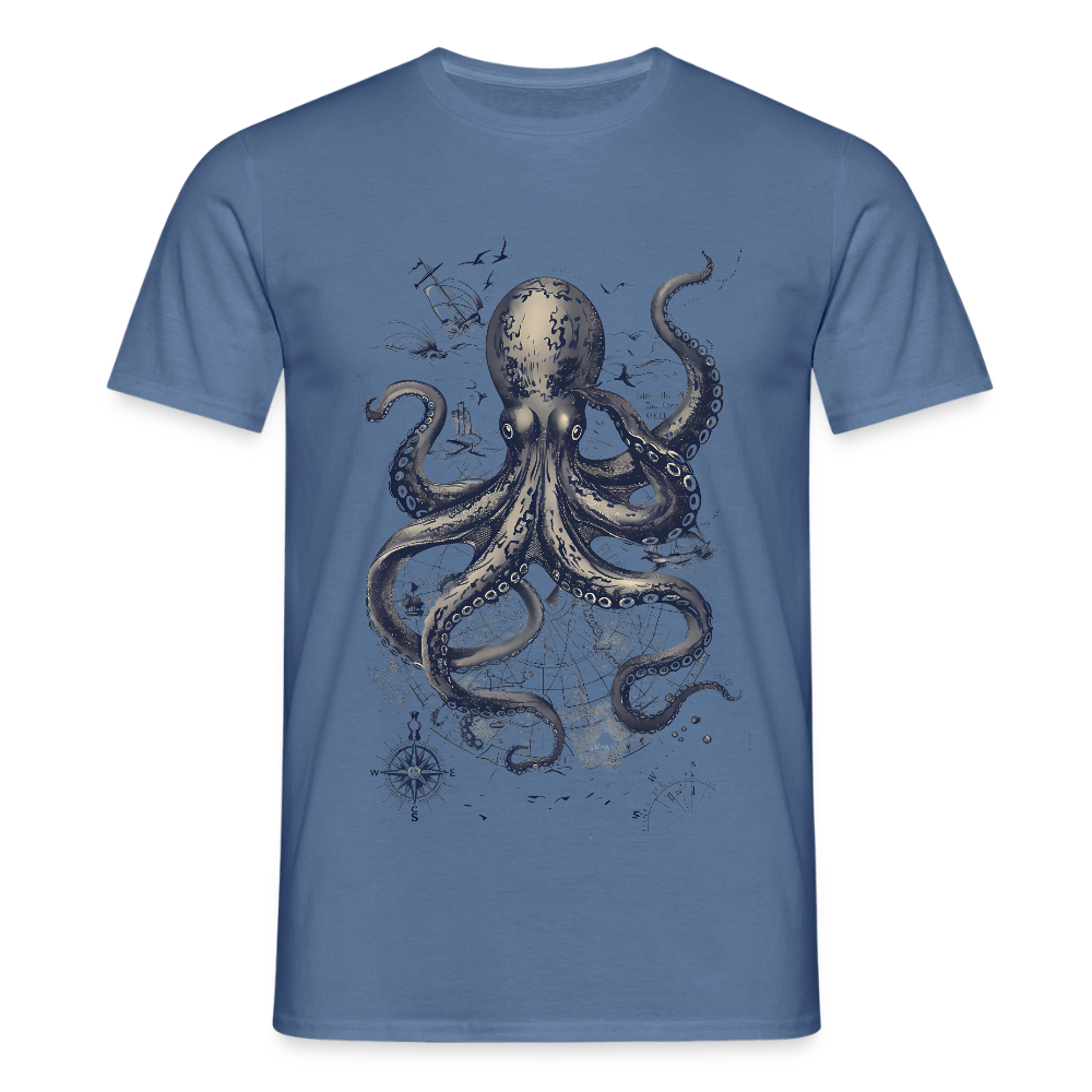Steampunk Oktopus - Männer T-Shirt - Taubenblau