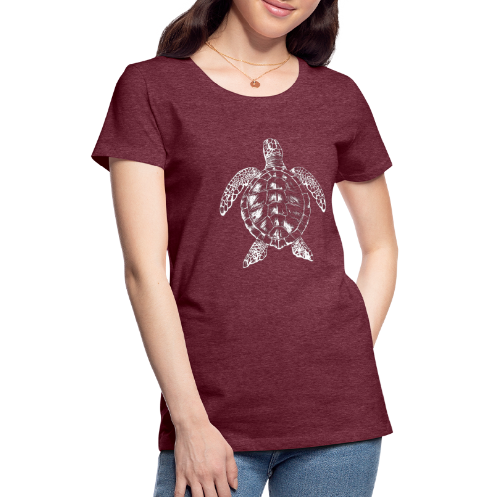 Meeresschildkröte - Monochrom - Frauen Premium T-Shirt - Bordeauxrot meliert