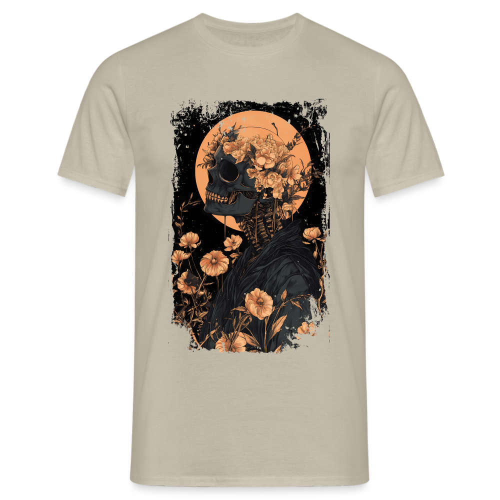 Boho Hippie Skelett im 60er, 70er Jahre Look - Männer T-Shirt - Sandbeige