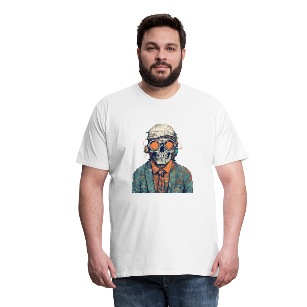 Cooles Skelett Portrait mit Sonnenbrille, Mütze - Männer Premium T-Shirt - Weiß