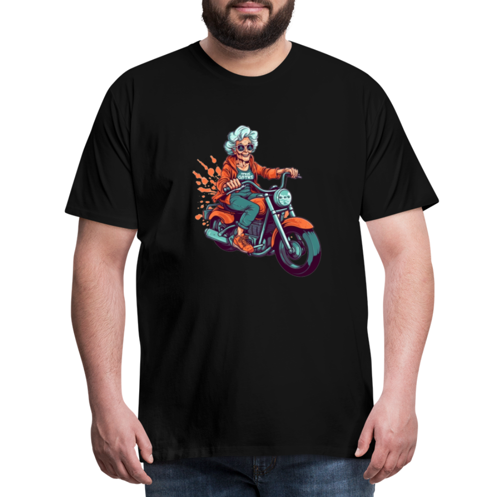 Coole alte Biker Oma - Motorrad Omi - Männer T-Shirt - Schwarz