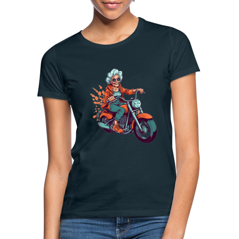 Coole alte Biker Oma - Motorrad Omi - Frauen T-Shirt - Navy