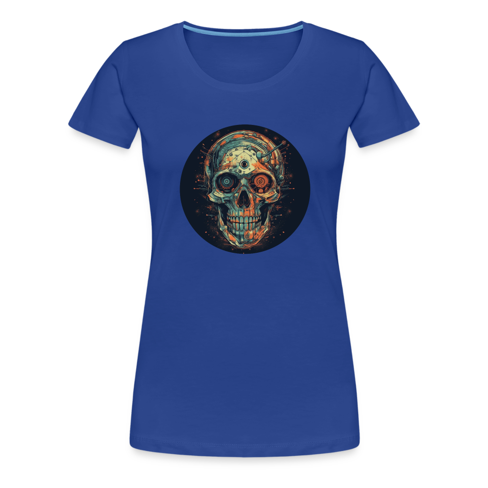 Retro Futuristischer Totenkopf Skull Cyborg- Frauen Premium T-Shirt - Königsblau