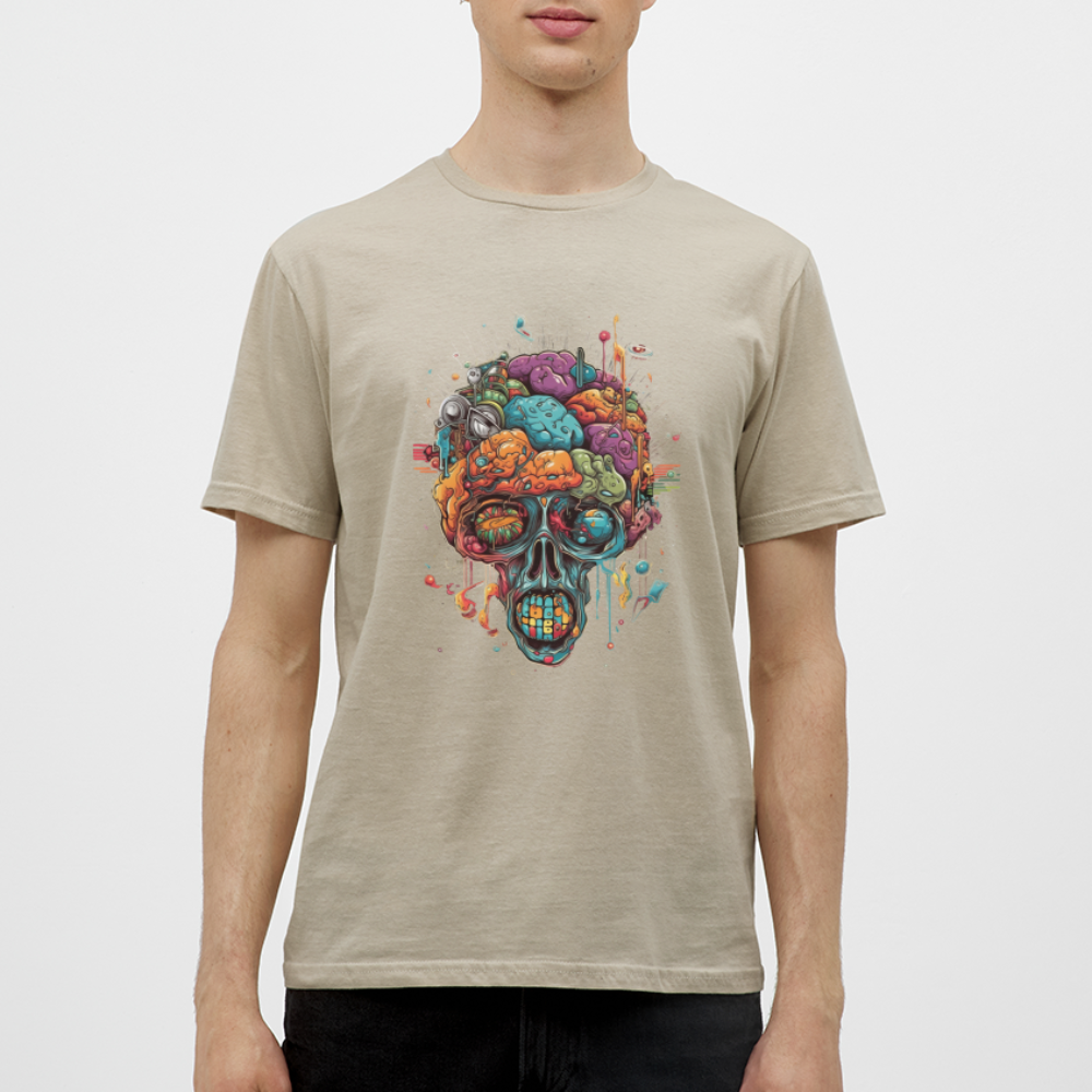 Surrealistischer, psychedelischer Totenkopf - Männer T-Shirt - Sandbeige