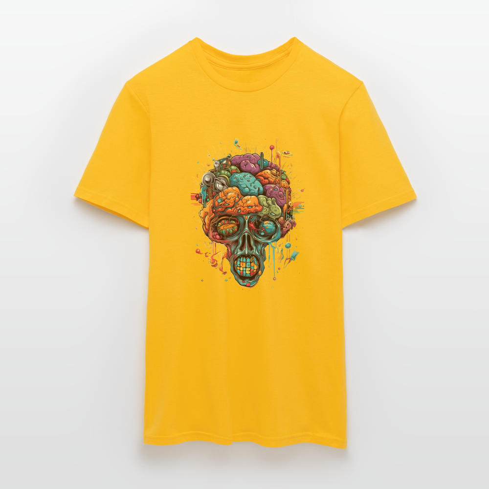 Surrealistischer, psychedelischer Totenkopf - Männer T-Shirt - Gelb