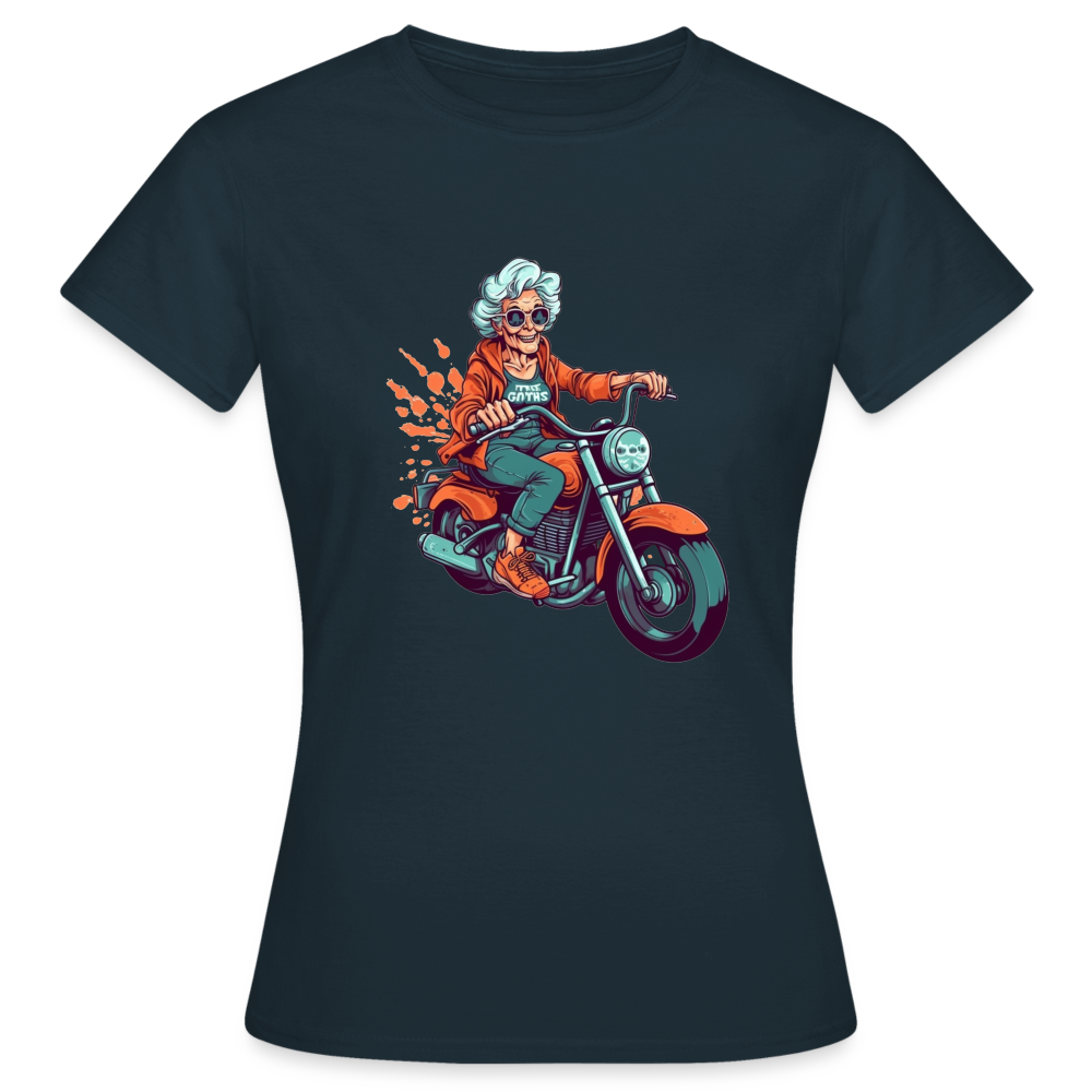 Coole alte Biker Oma - Motorrad Omi - Frauen T-Shirt - Navy