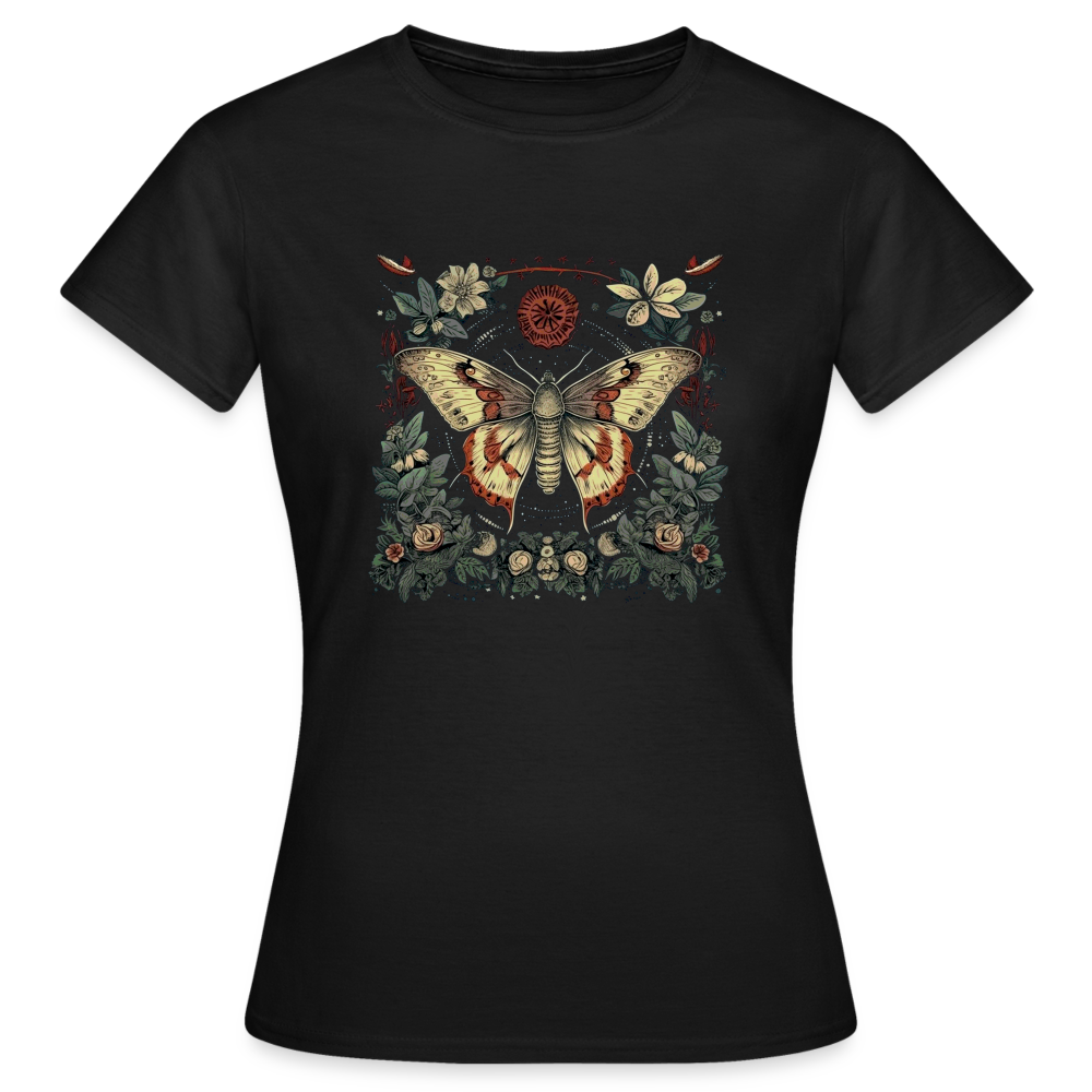 Mystische Motte mit magischem Herbarium - Frauen T-Shirt - Schwarz