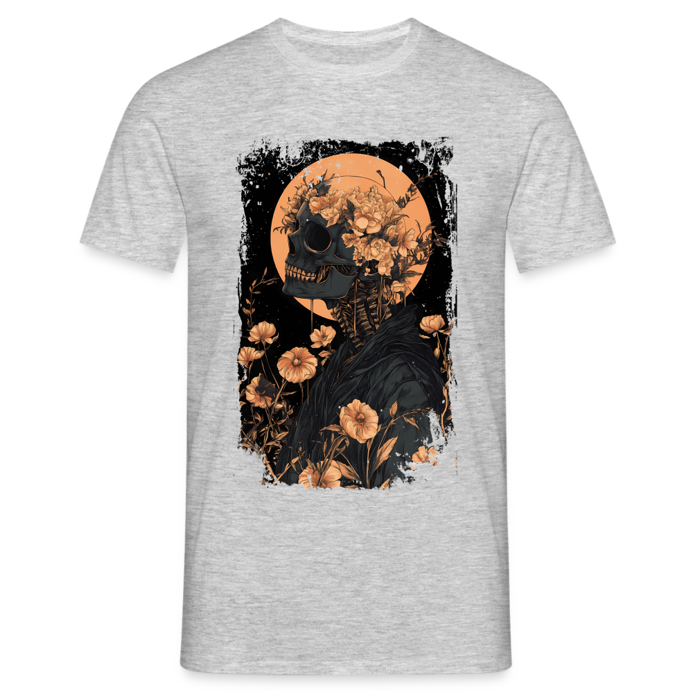 Boho Hippie Skelett im 60er, 70er Jahre Look - Männer T-Shirt - Grau meliert