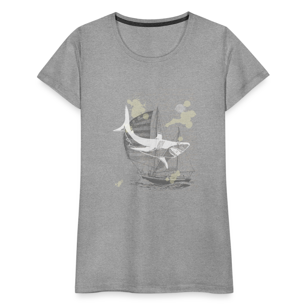 Vintage Steampunk Hai Motiv - Frauen Premium T-Shirts - Grau meliert