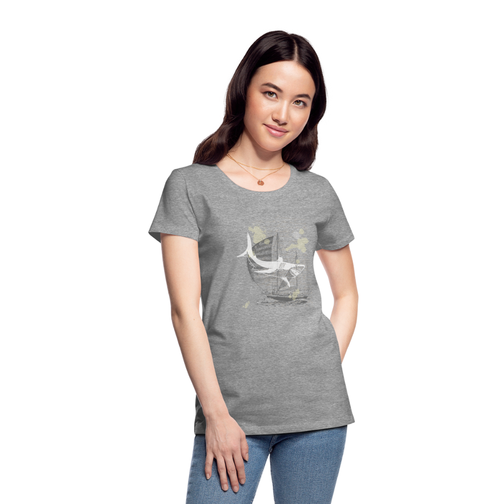 Vintage Steampunk Hai Motiv - Frauen Premium T-Shirts - Grau meliert