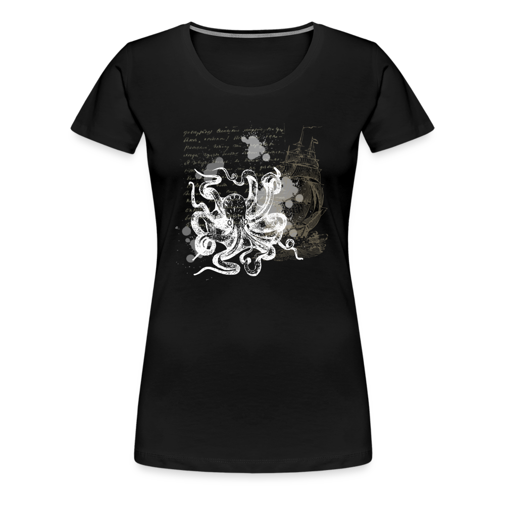 Vintage Steampunk Oktopus Motiv - Frauen Premium T-Shirts - Schwarz