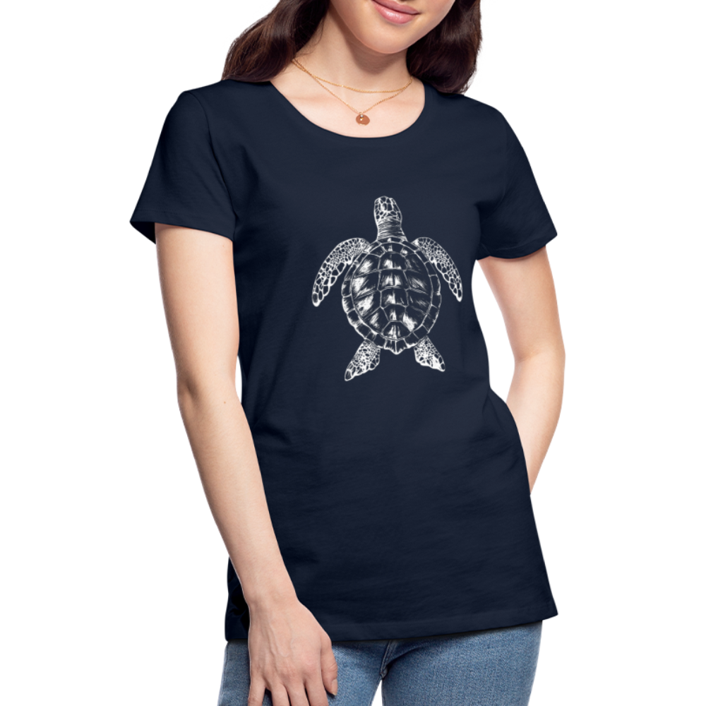 Meeresschildkröte - Monochrom - Frauen Premium T-Shirt - Navy