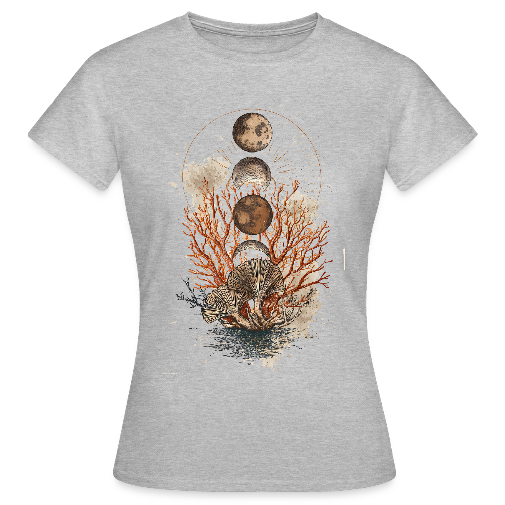 Coral Moons – Die Kraft der Gezeiten auf Stoff - Frauen T-Shirt - Grau meliert