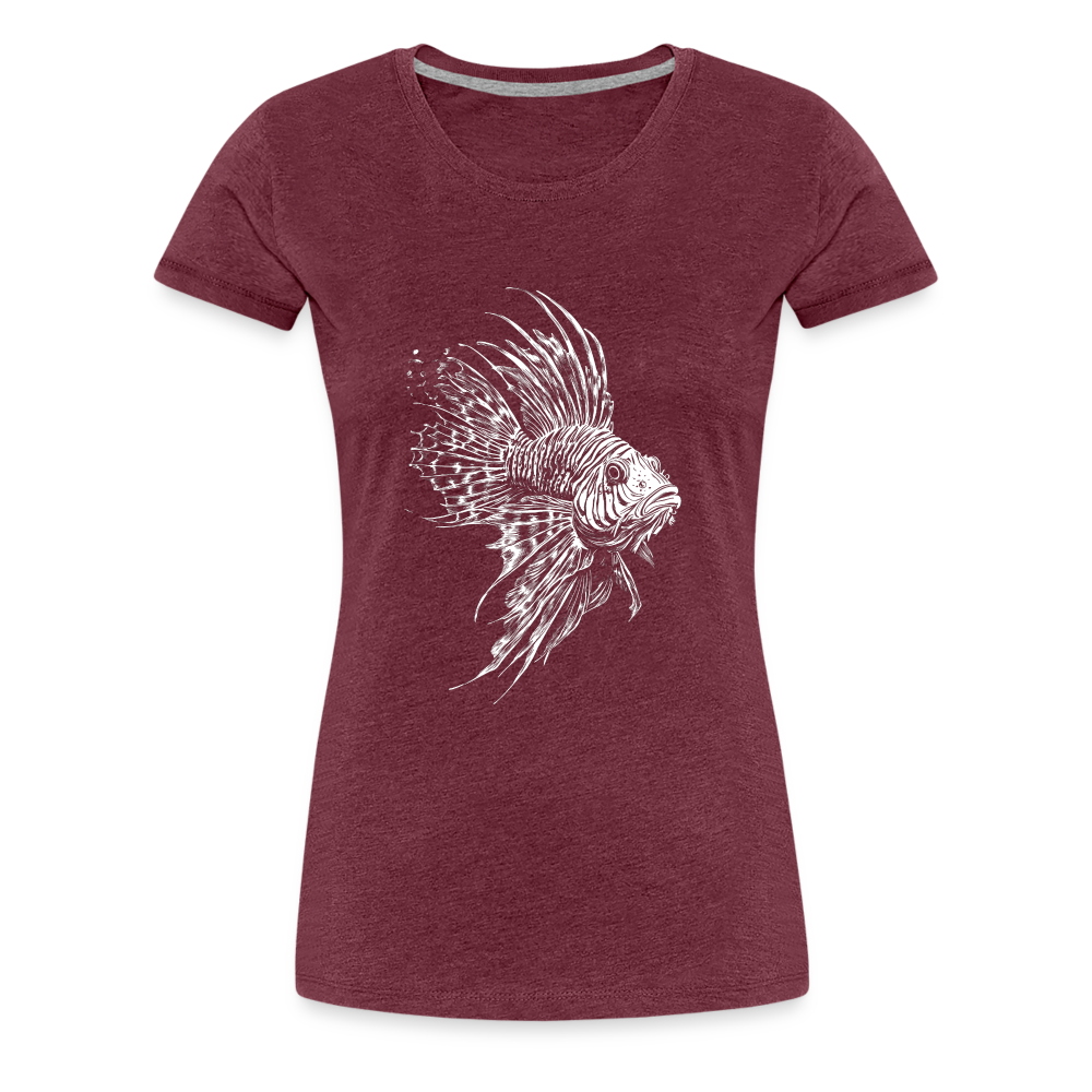 Rotfeuerfisch - Monochrom - Frauen Premium T-Shirt - Bordeauxrot meliert