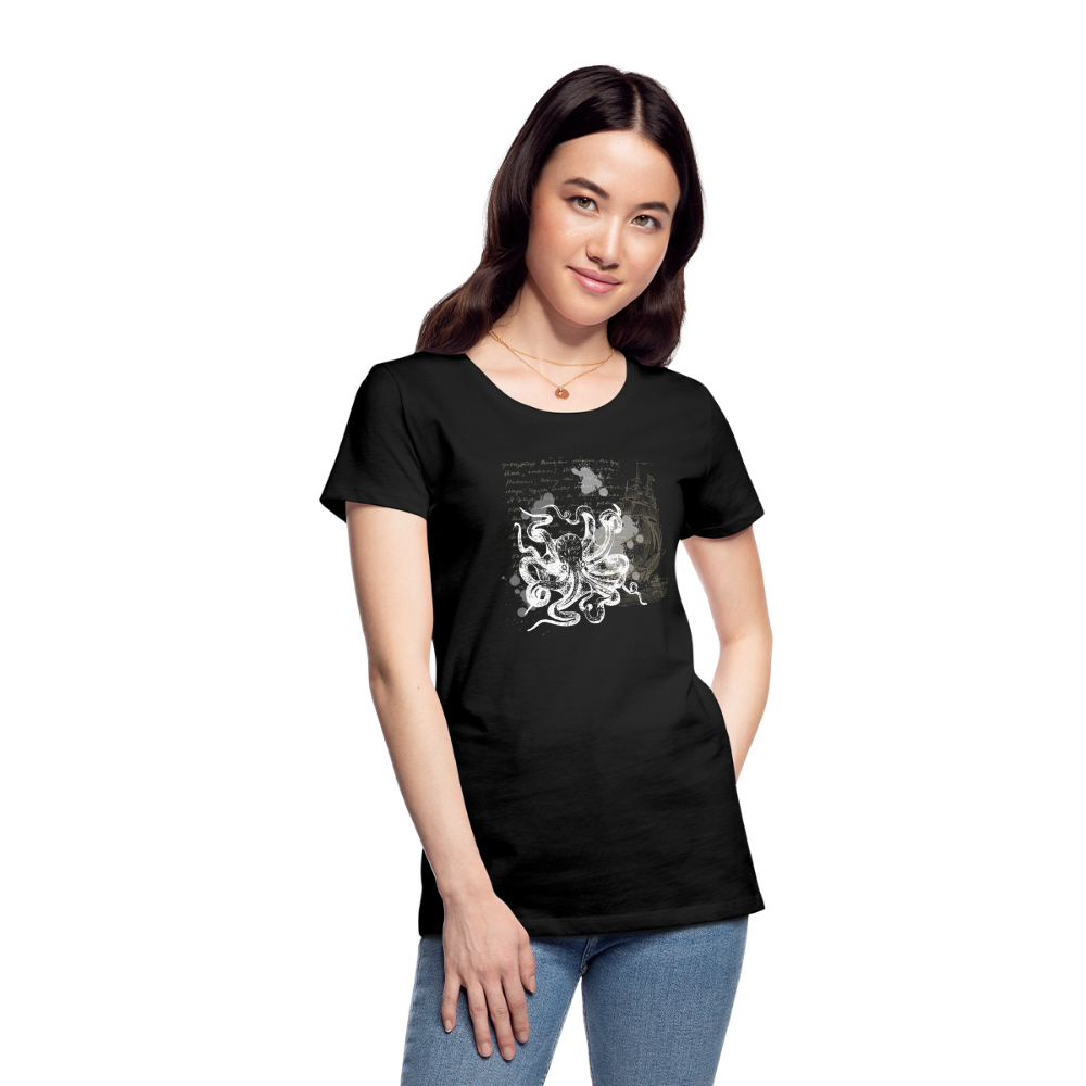 Vintage Steampunk Oktopus Motiv - Frauen Premium T-Shirts - Schwarz