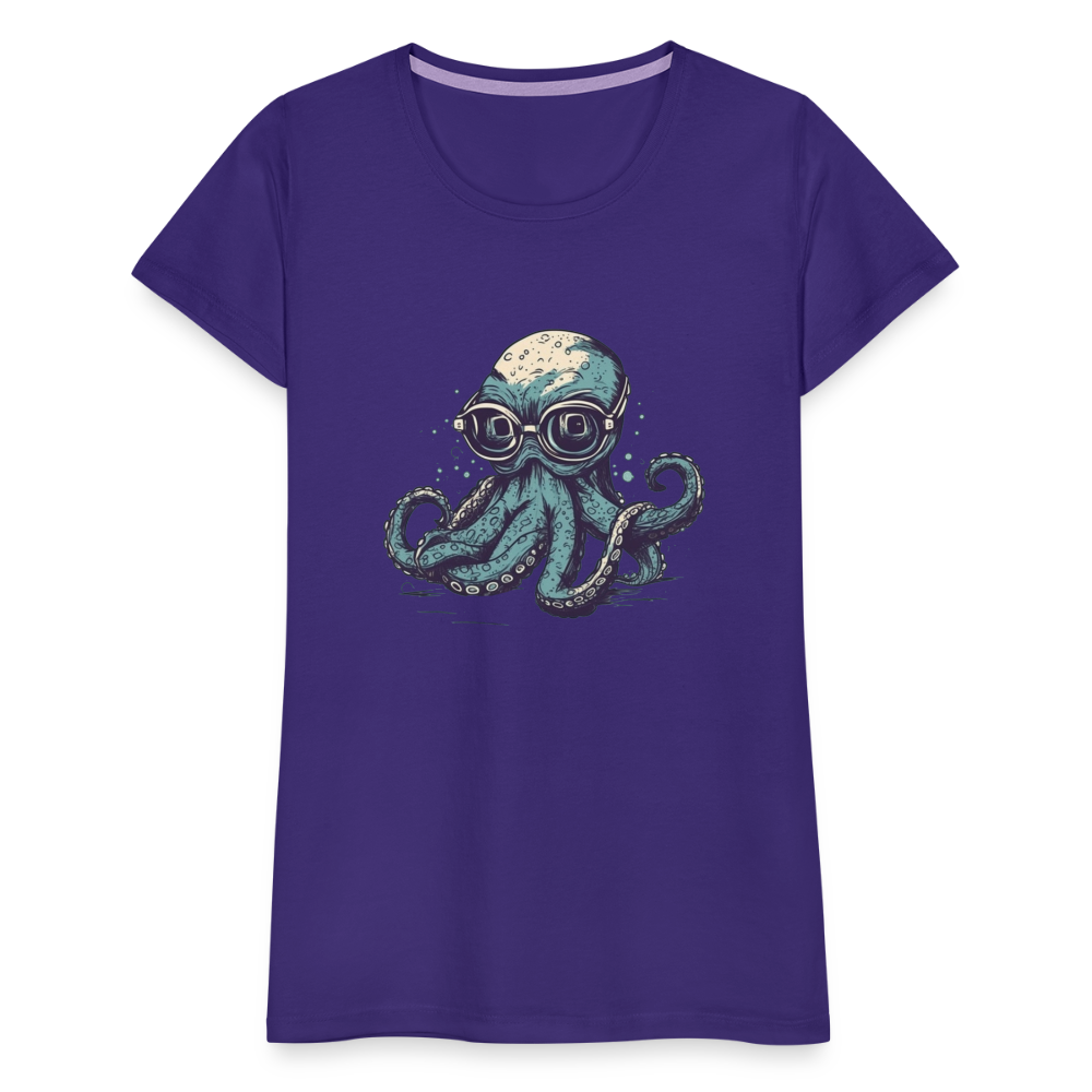Nerdy Comic Oktopus mit Brille - Frauen Premium T-Shirts - Lila
