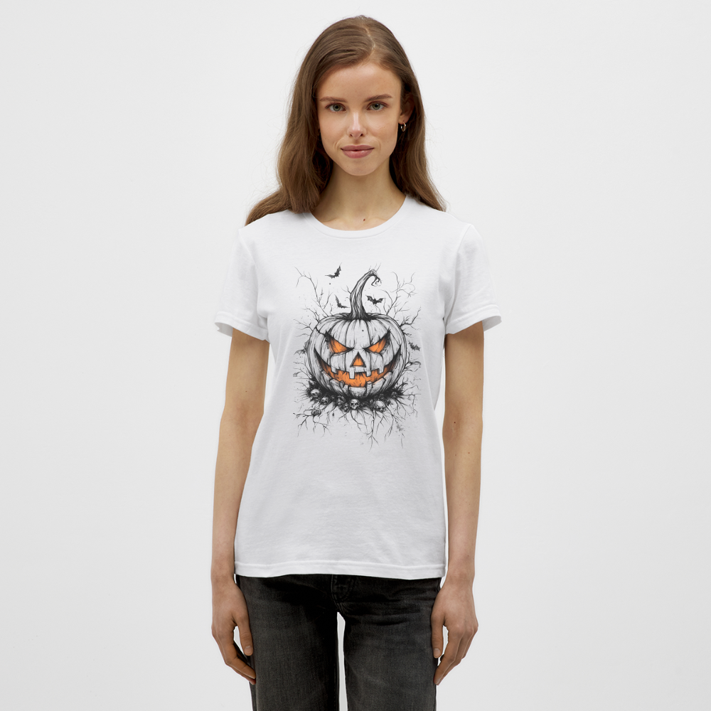 Gruseliger Horror Kürbis - Halloween Motiv - Frauen T-Shirt - Weiß