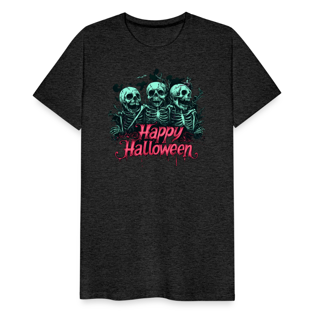 Gruselige Skelette, pink "Happy Halloween" - Männer Premium T-Shirt - Anthrazit