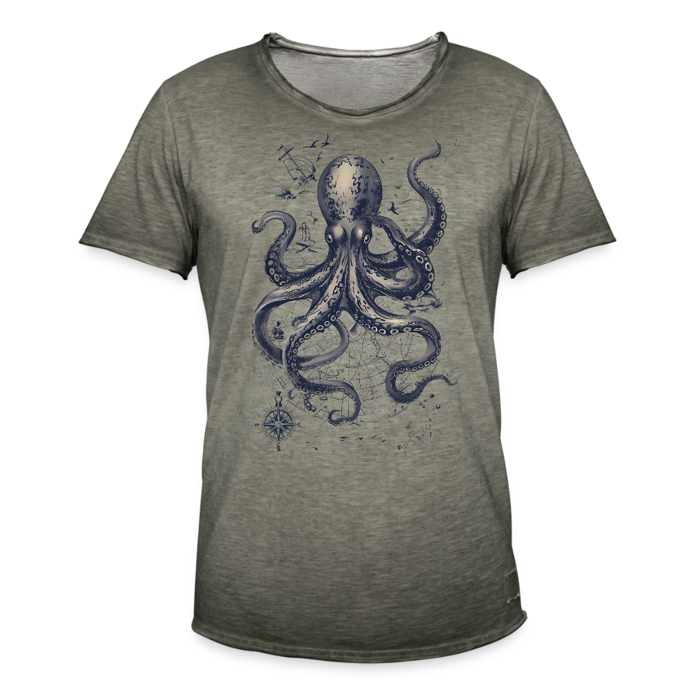 Steampunk Oktopus - Männer Vintage T-Shirt - Vintage Khaki