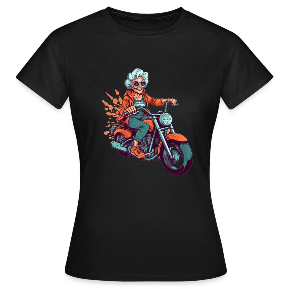 Coole alte Biker Oma - Motorrad Omi - Frauen T-Shirt - Schwarz