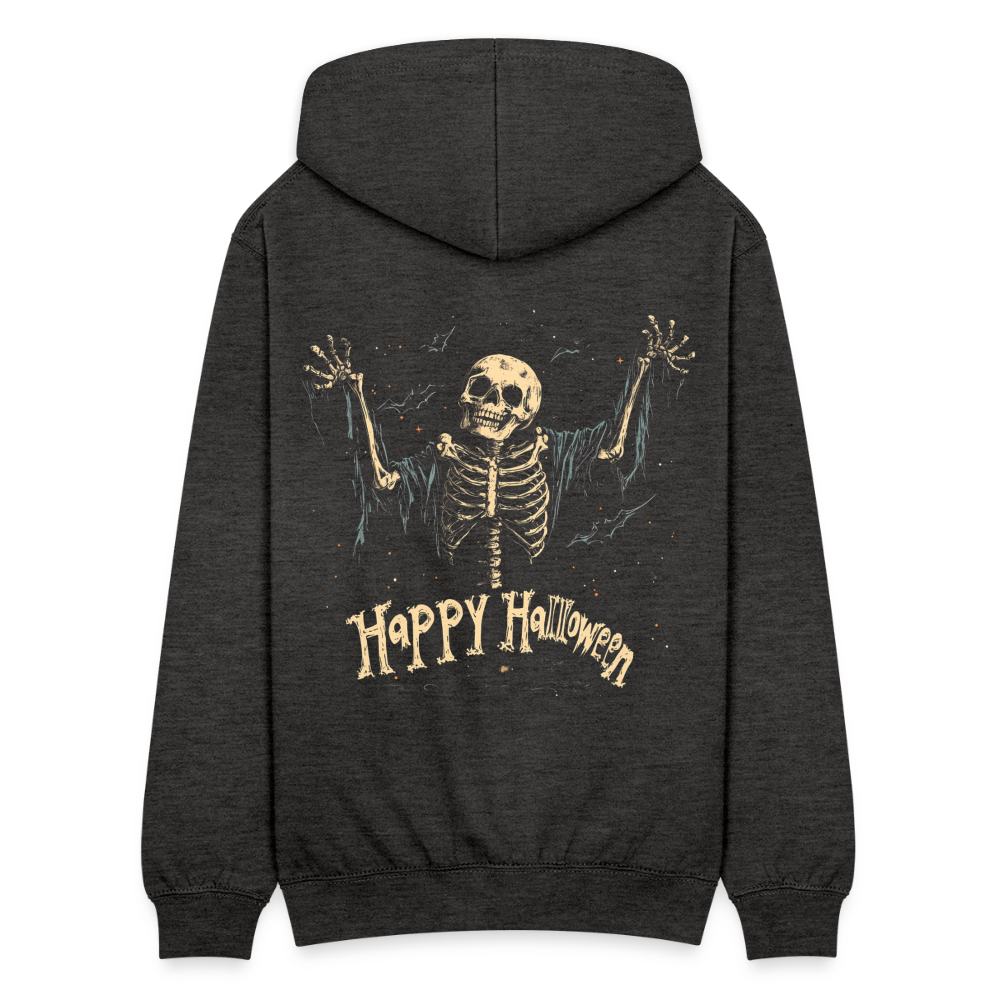 "Happy Halloween" - Gruseliges Skelett in Fetzen - Unisex Kaputzenjacke - Anthrazit