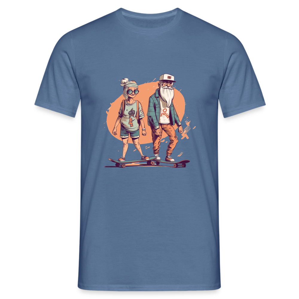 Cooles älteres Pärchen als Skater Hipster - Männer T-Shirt - Taubenblau