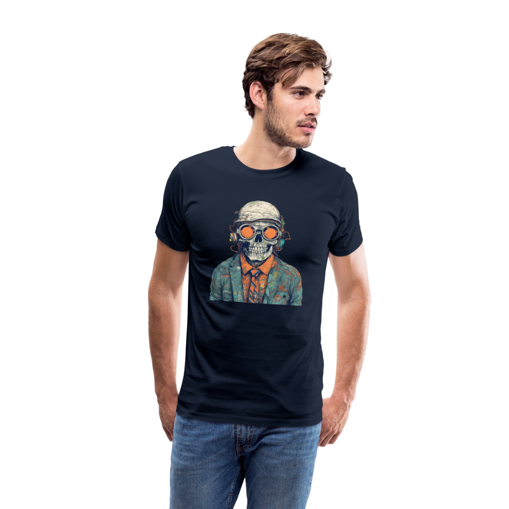 Cooles Skelett Portrait mit Sonnenbrille, Mütze - Männer Premium T-Shirt - Navy
