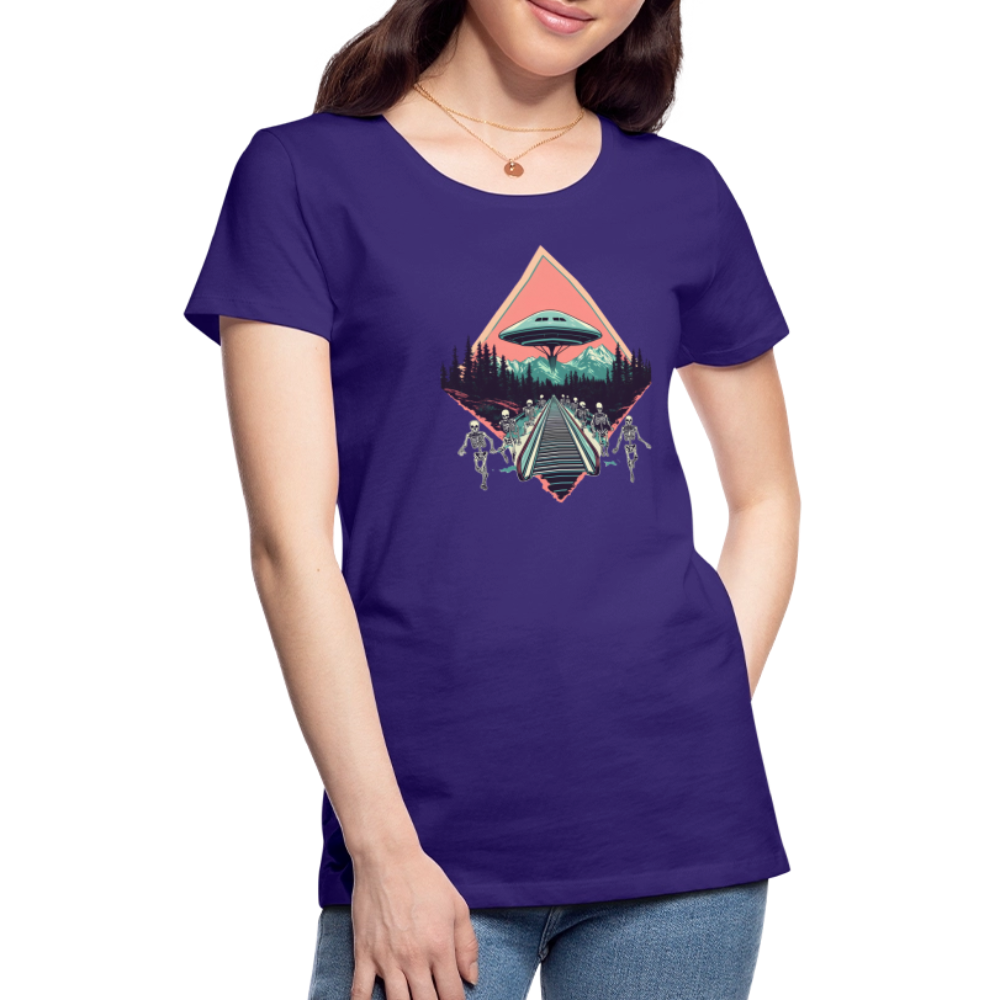 Retro UFO 80er Jahre Motiv - Frauen Premium T-Shirt - Lila