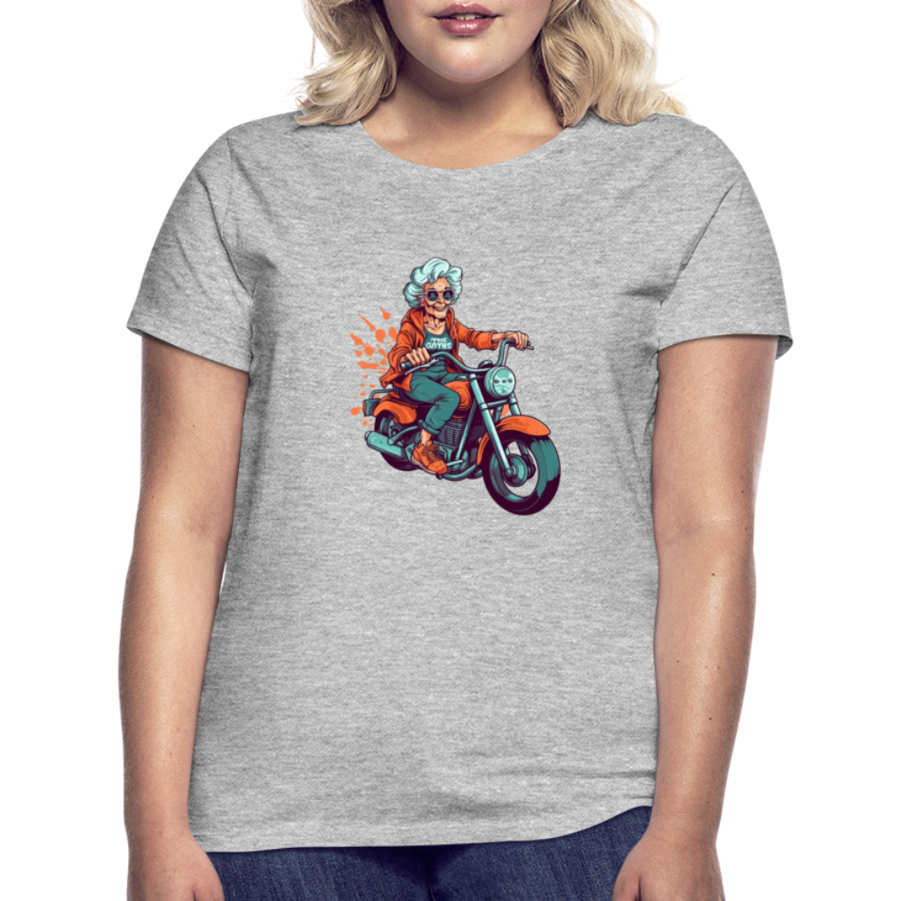 Coole alte Biker Oma - Motorrad Omi - Frauen T-Shirt - Grau meliert