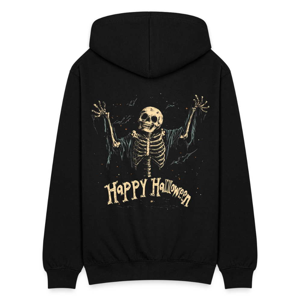 "Happy Halloween" - Gruseliges Skelett in Fetzen - Unisex Kaputzenjacke - Schwarz