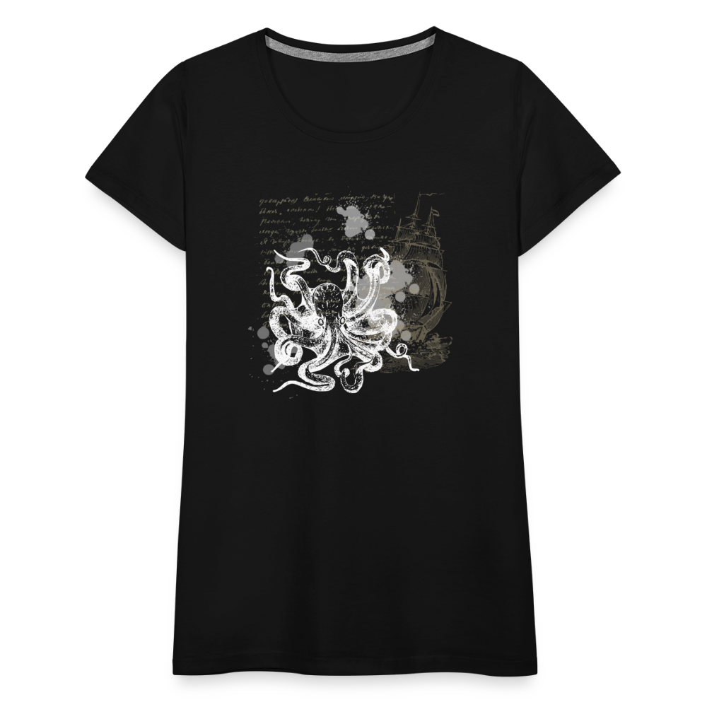 Vintage Steampunk Oktopus Motiv - Frauen Premium T-Shirts - Schwarz