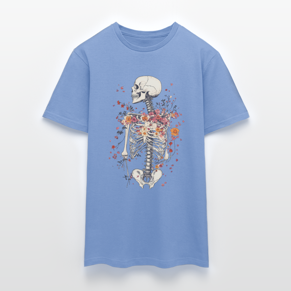 Skelett mit zarten Blumen im Boho Look - Männer T-Shirt - carolina blue