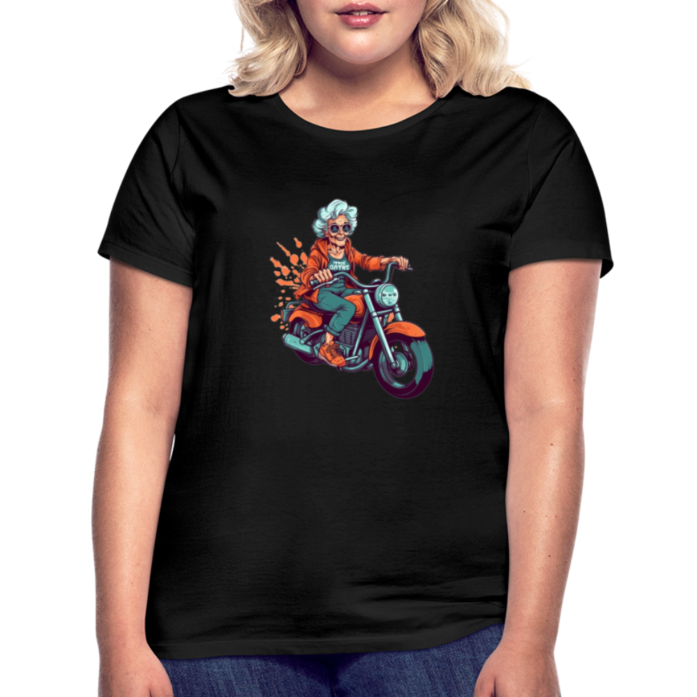 Coole alte Biker Oma - Motorrad Omi - Frauen T-Shirt - Schwarz