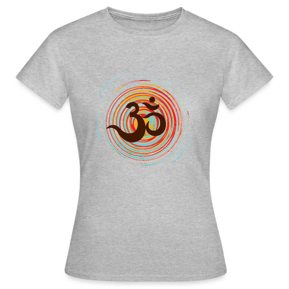 Om auf bunten Kreisen, Prana Zen Design - Frauen T-Shirt - Grau meliert