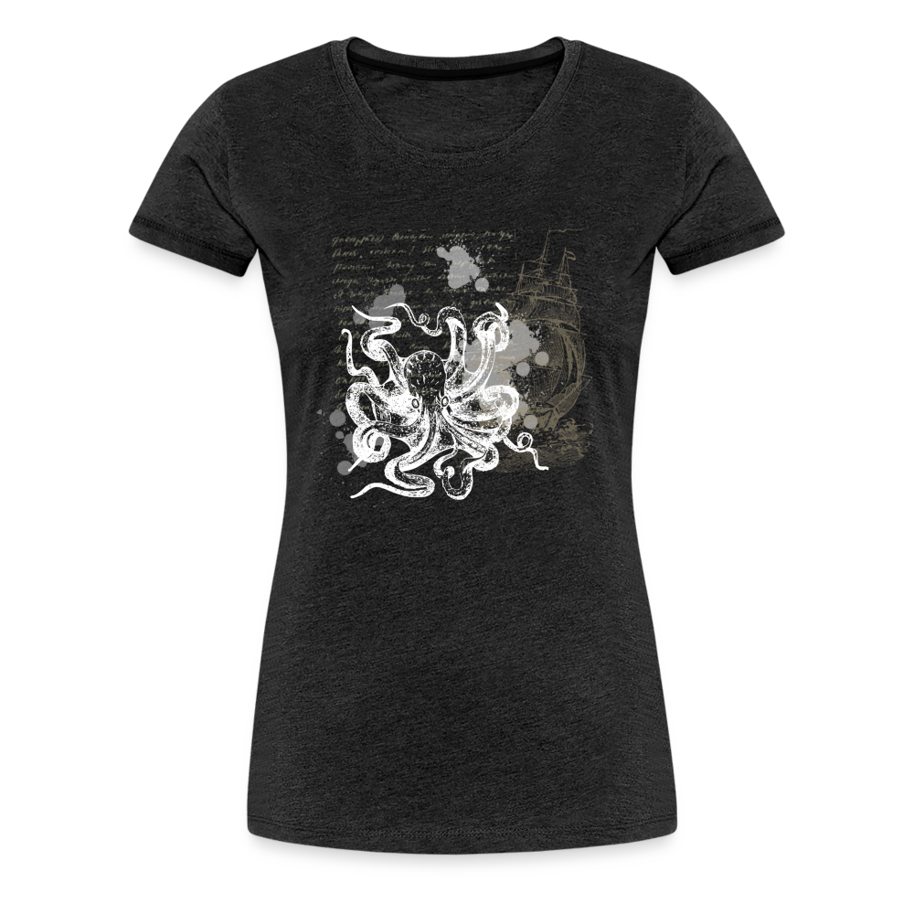 Vintage Steampunk Oktopus Motiv - Frauen Premium T-Shirts - Anthrazit