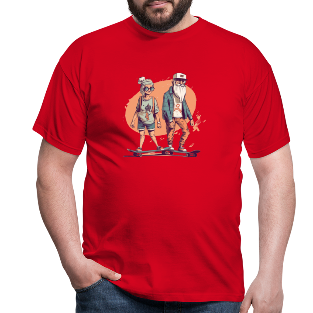 Cooles älteres Pärchen als Skater Hipster - Männer T-Shirt - Rot