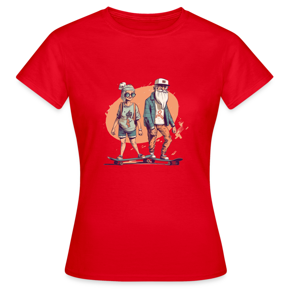 Cooles älteres Pärchen als Skater Hipster - Frauen T-Shirt - Rot
