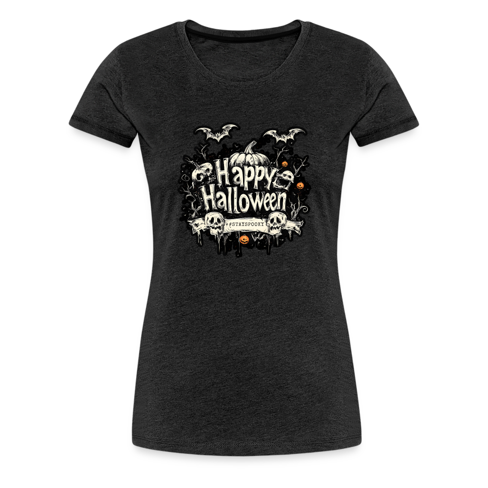 Happy Halloween mit Kürbissen als Schriftzug #stayspooky - Frauen Premium T-Shirt - Anthrazit