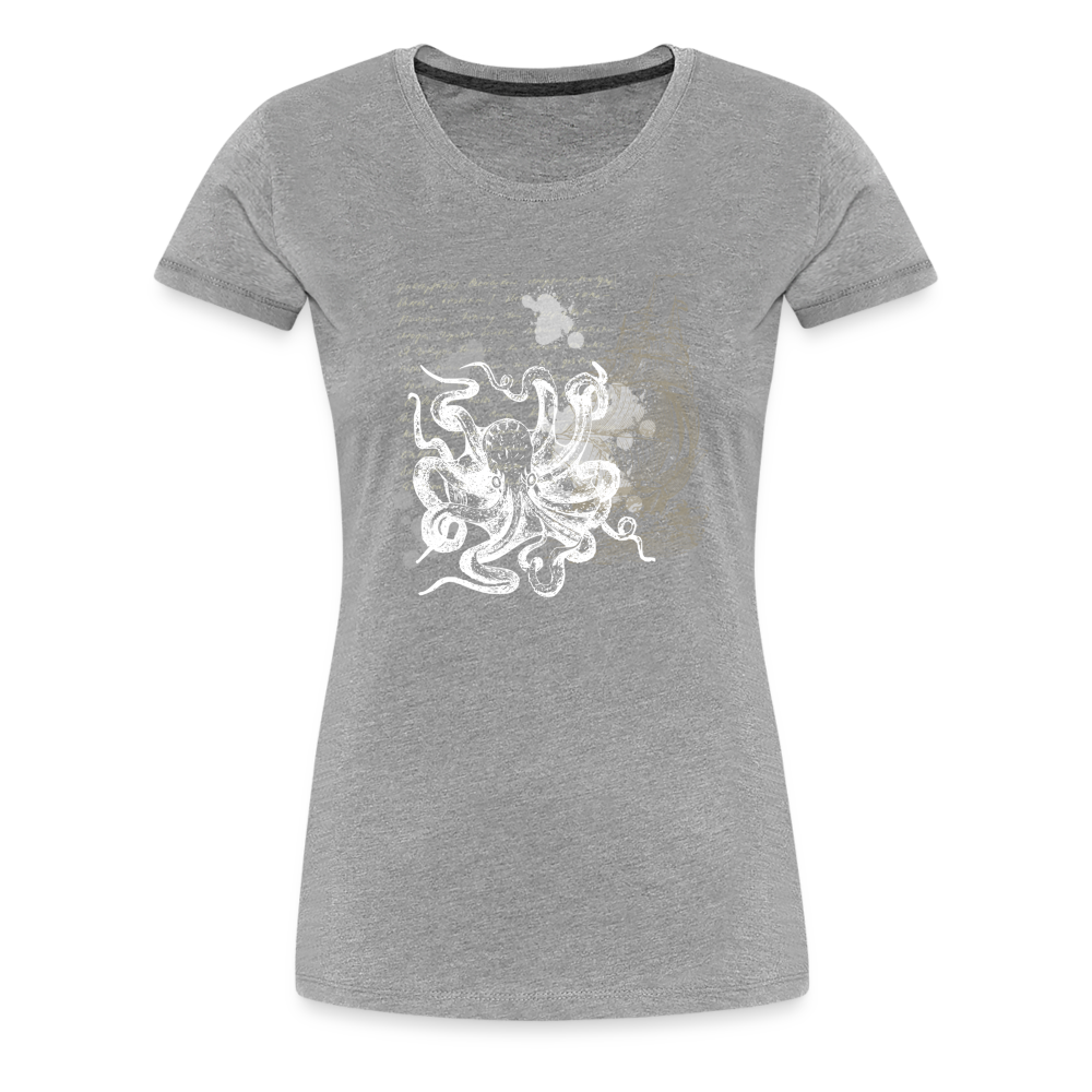 Vintage Steampunk Oktopus Motiv - Frauen Premium T-Shirts - Grau meliert