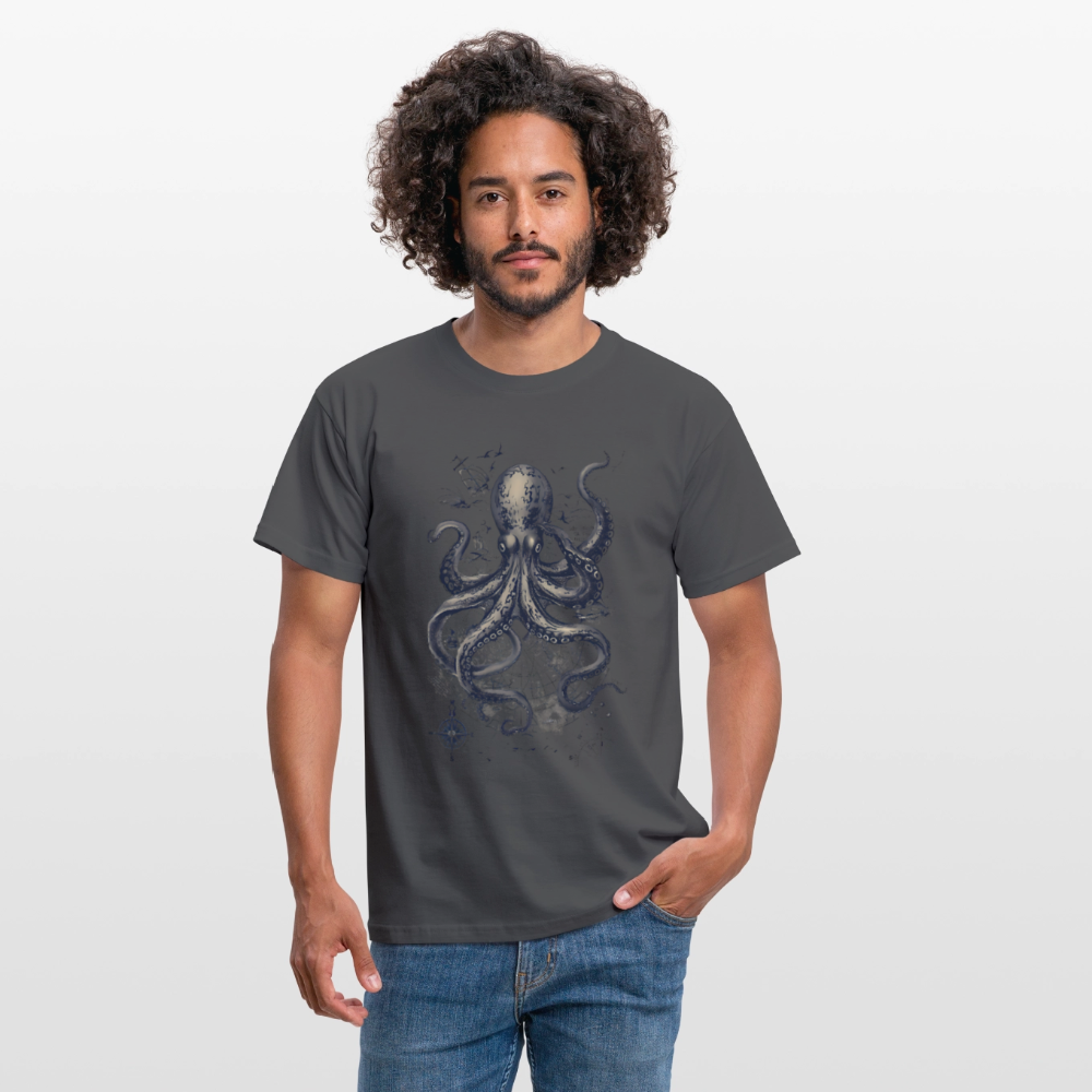 Steampunk Oktopus - Männer T-Shirt - Anthrazit
