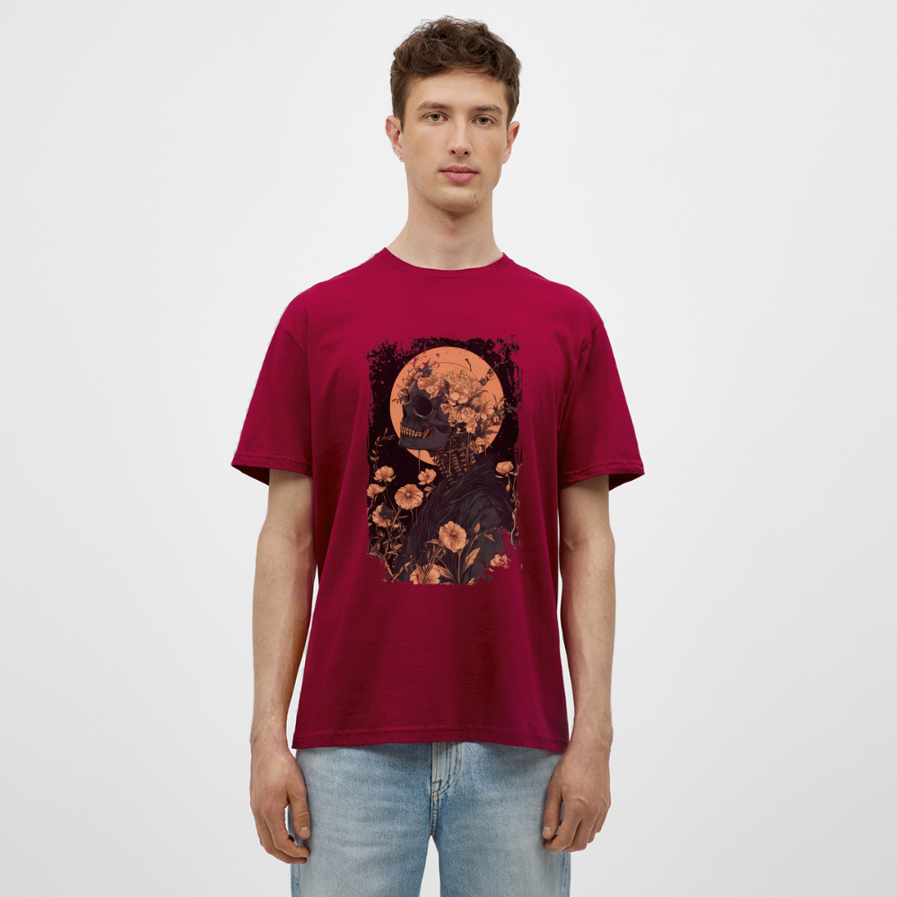Boho Hippie Skelett im 60er, 70er Jahre Look - Männer T-Shirt - Ziegelrot