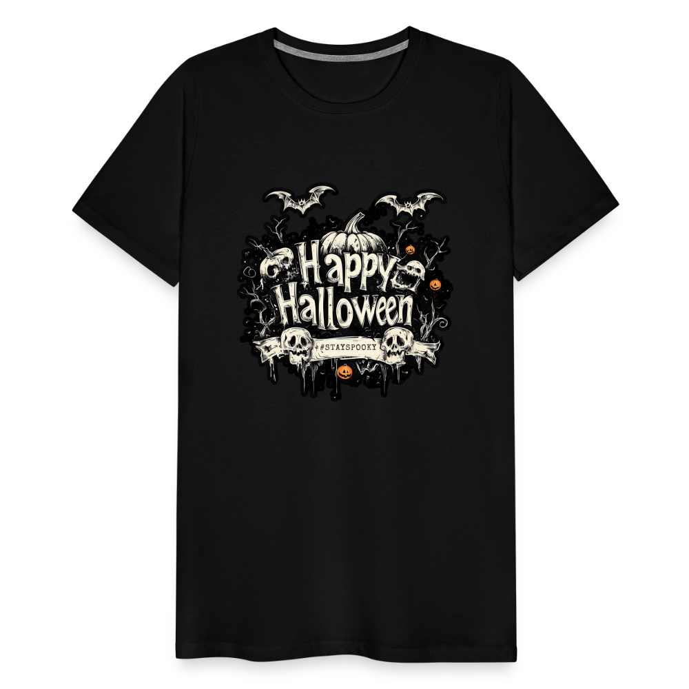 Happy Halloween mit Kürbissen als Schriftzug #stayspooky - Männer Premium T-Shirt - Schwarz