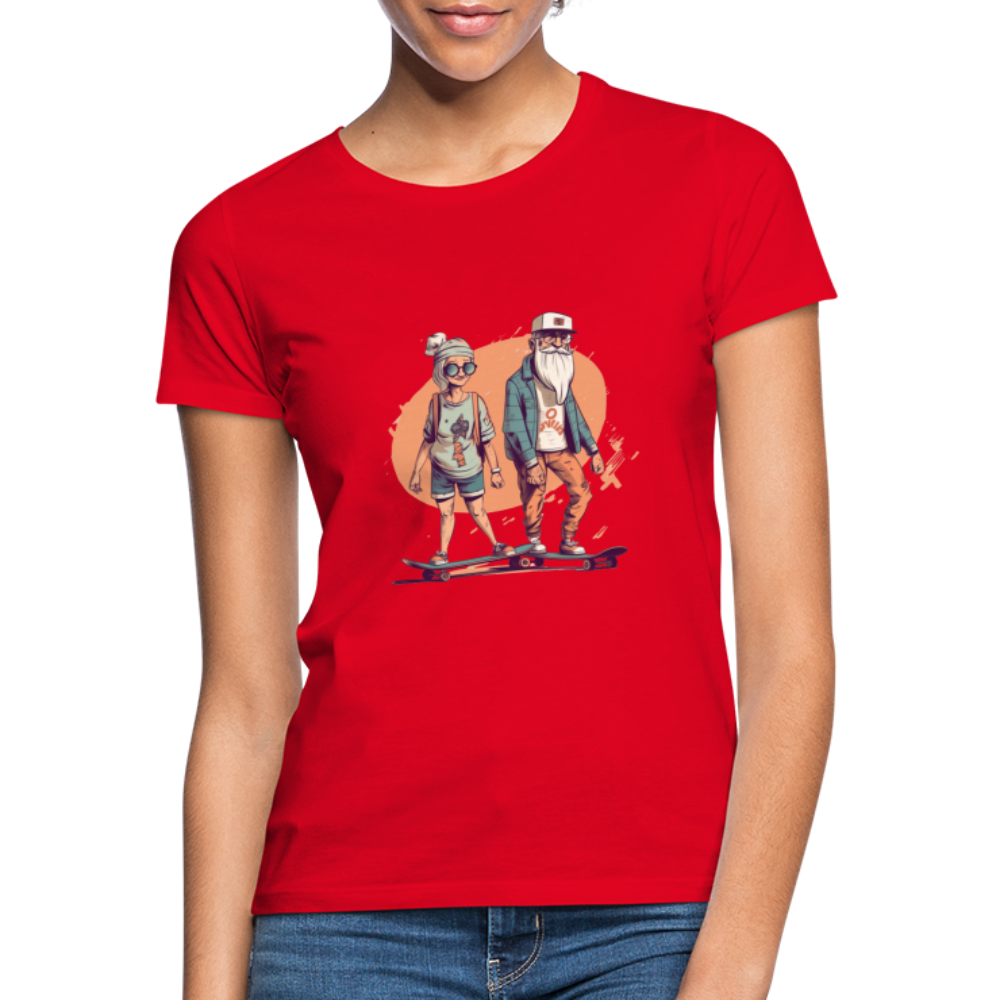 Cooles älteres Pärchen als Skater Hipster - Frauen T-Shirt - Rot
