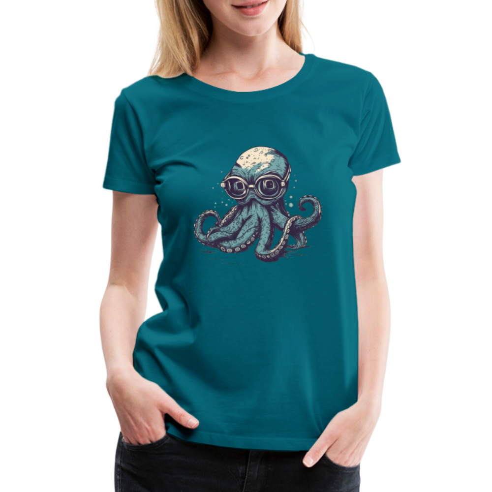 Nerdy Comic Oktopus mit Brille - Frauen Premium T-Shirts - Divablau