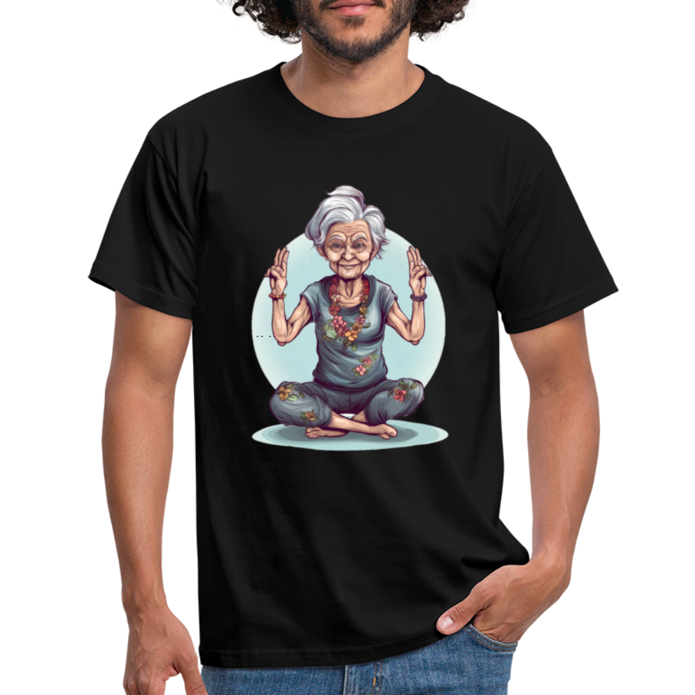 Coole Yoga Oma - Meditation im besten Alter - Männer T-Shirt - Schwarz