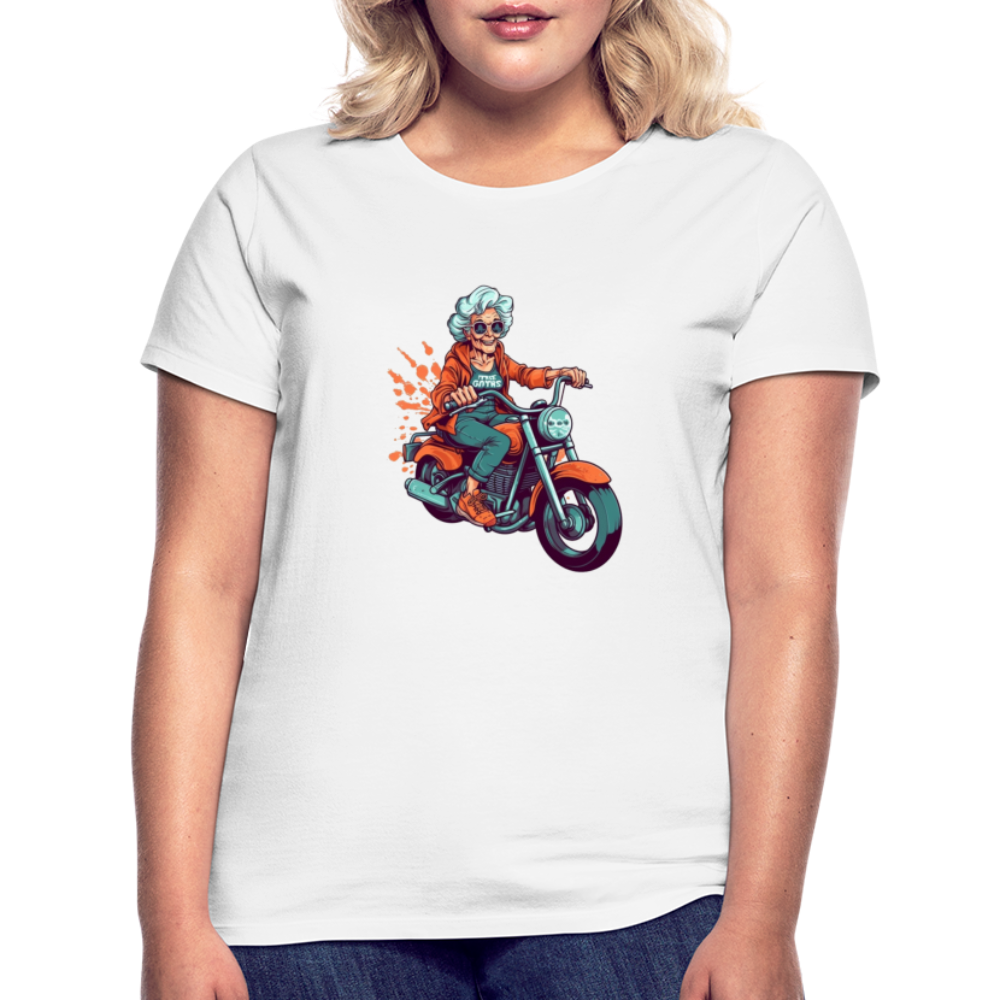Coole alte Biker Oma - Motorrad Omi - Frauen T-Shirt - Weiß