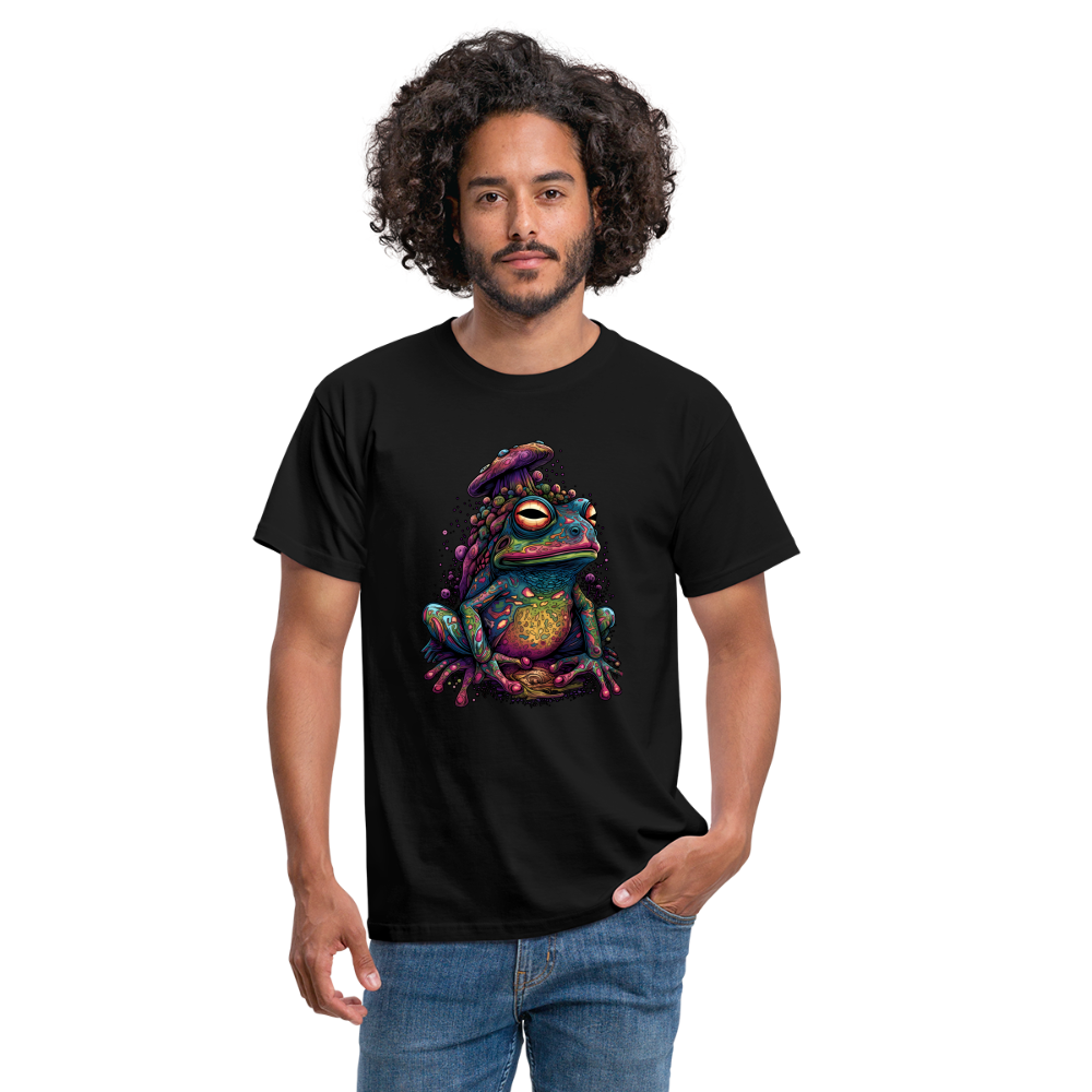 Trippy Pilz Frosch - Psychedelisches Motiv - Männer T-Shirt - Schwarz