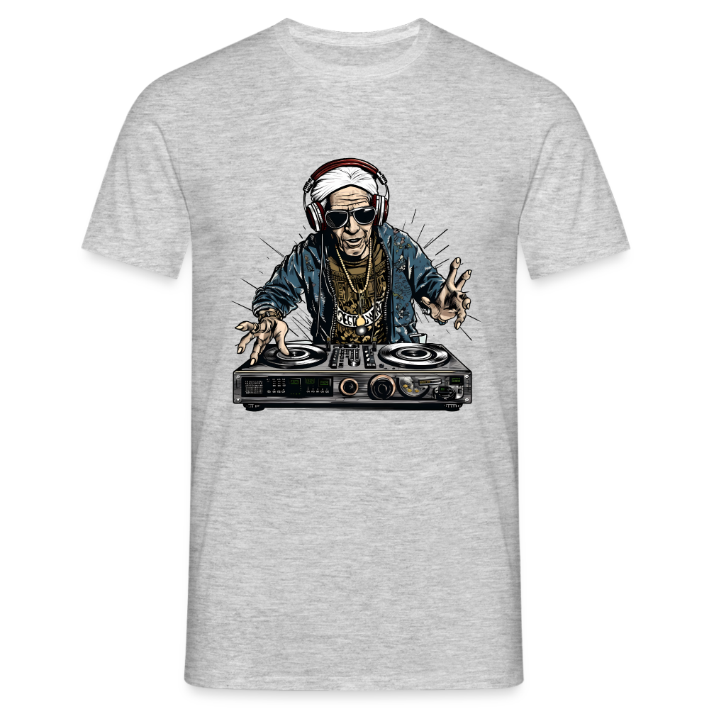 Cooler alter Mann als DJ Hipster mit Kopfhörern - Männer T-Shirt - Grau meliert