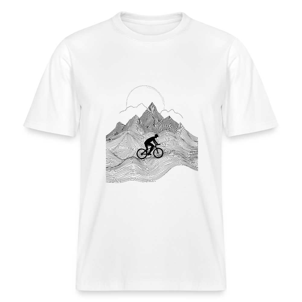 Radfahrer in den Bergen - Stanley/Stella Relaxed Fit Unisex Bio-T-Shirt Sparker - Weiß